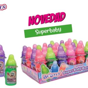 Caramelo Super Baby Bottle de Au'some con Polvo Sabor Frutas (Caja de 24 unidades)