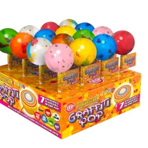 Caramelo con Palo Jawbreaker Graffiti Pop de Zed Candy con Centro de Chicle (Caja Expositora)