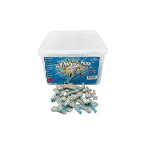 Bolsa de 130g de llaves inglesas pintalenguas ácidas de frambuesa azul Mundidolç